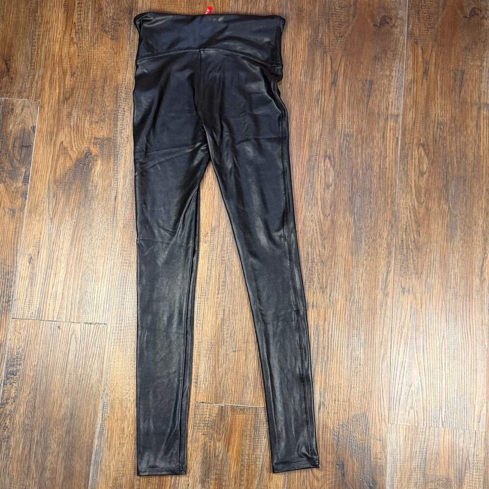 Spanx SMALL black faux leather leggings pants full length pull-on slimming - Picture 8 of 14